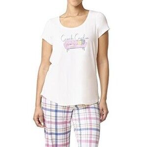 Hue Women's Short Sleeve Scoop Neck Sleep T Shirt In Gardenia Beige Size L $40